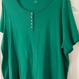 Croft & Barrow Plus 3X Kelly Green Cotton Knit Scoop Neck Short Sleeved Top